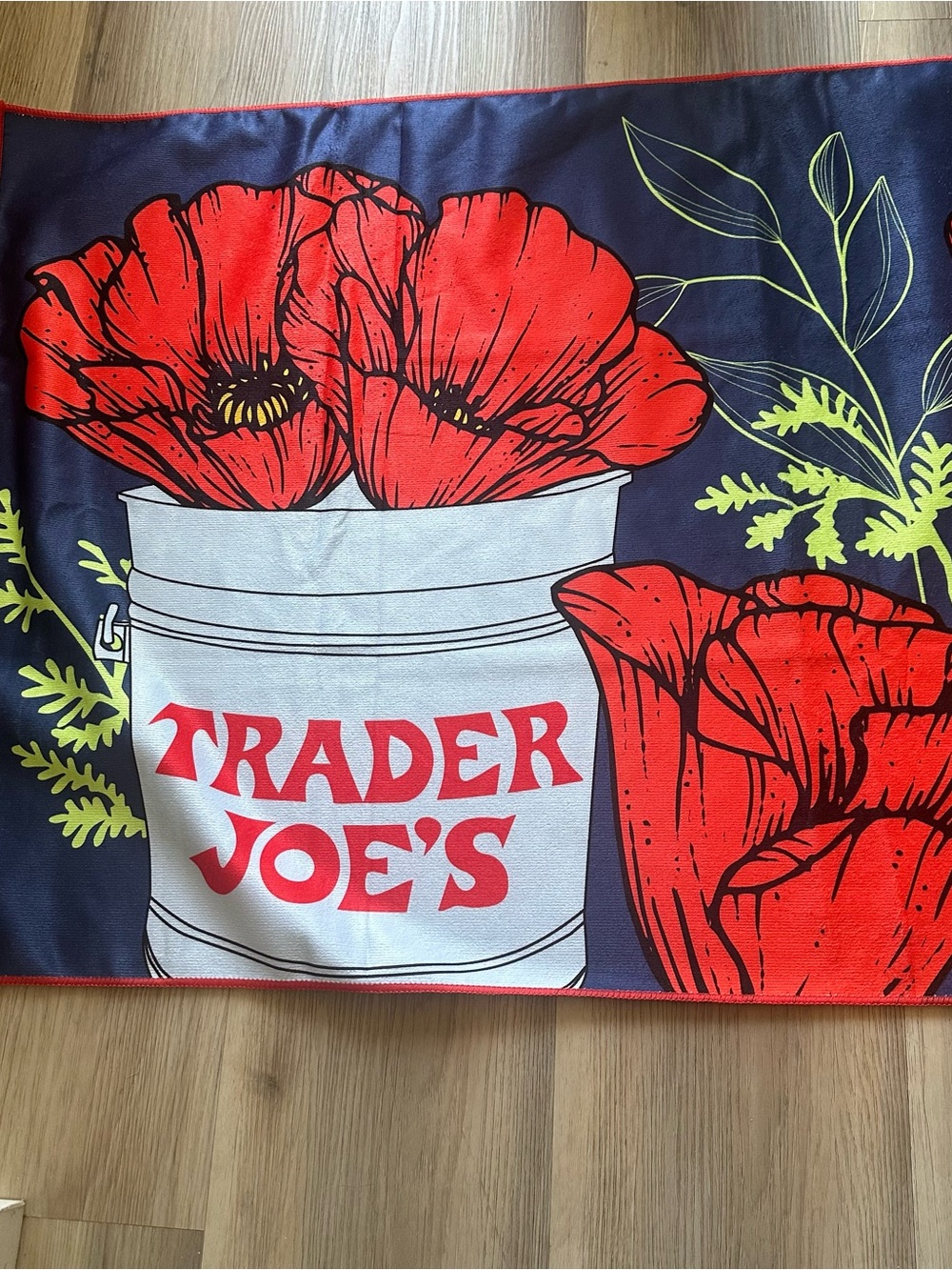 Trader Joe's Floral Beach Towel orange poppy and Navy- Bay Football Club - Picture 2 of 5